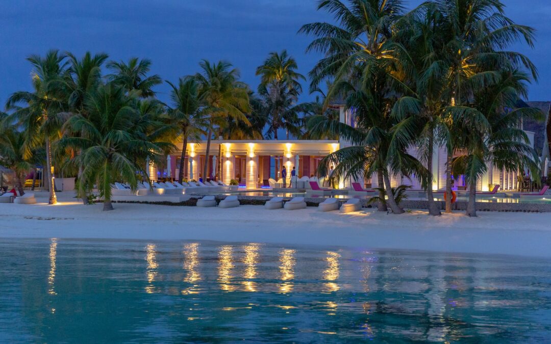 Tropical Resort and Beach in the Evening